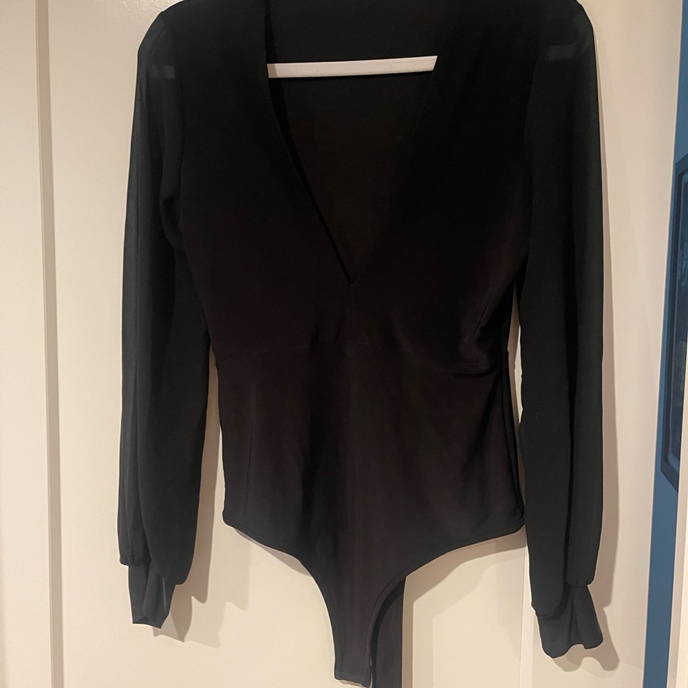 Elegant Black V-Neck Bodysuit